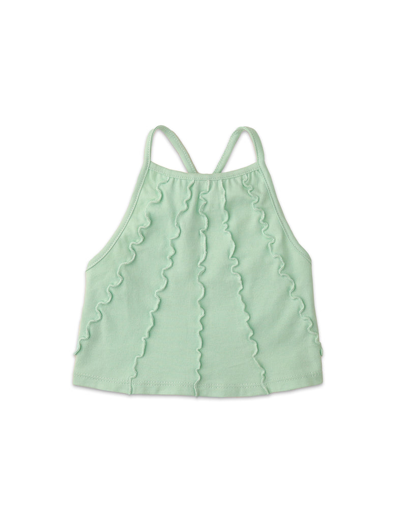 BABY GIRLS RUFFLED RIBBED STRAPPY TANK TOP
