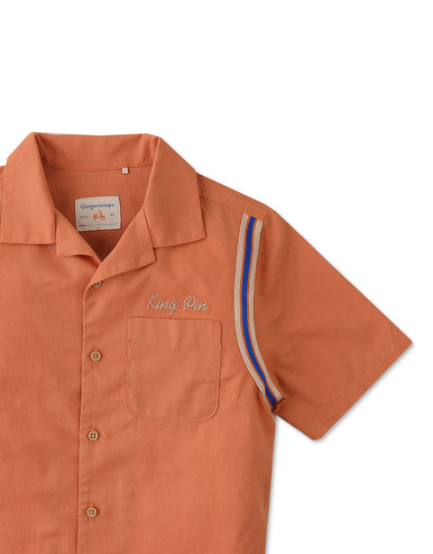 BOYS BOWLING SHIRT WITH STRIPEY TAPE ACCENT
