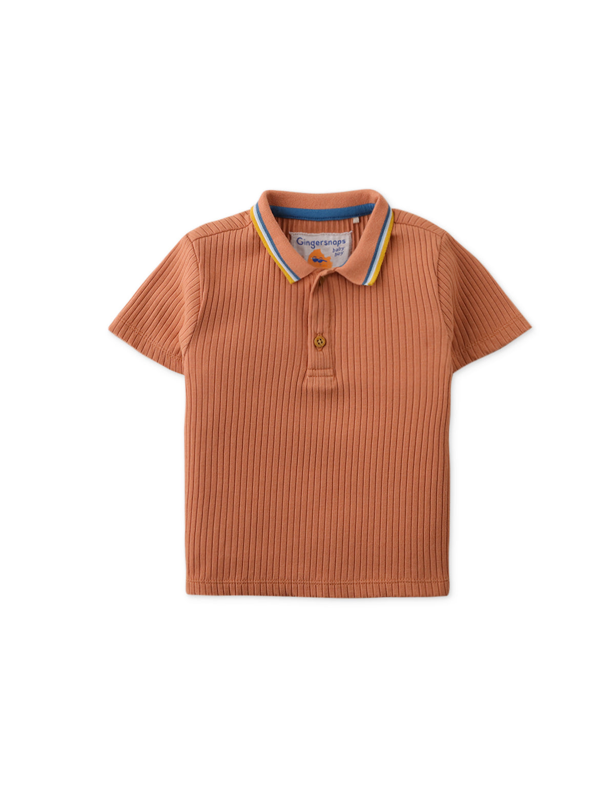 BABY BOYS POLO SHIRT WITH STRIPEY CUFFS AND COLLAR