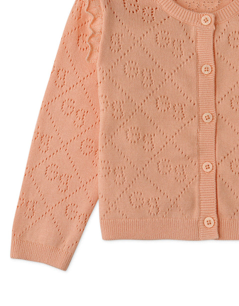 BABY GIRLS GS POINTELLE CARDI WITH RUFFLES