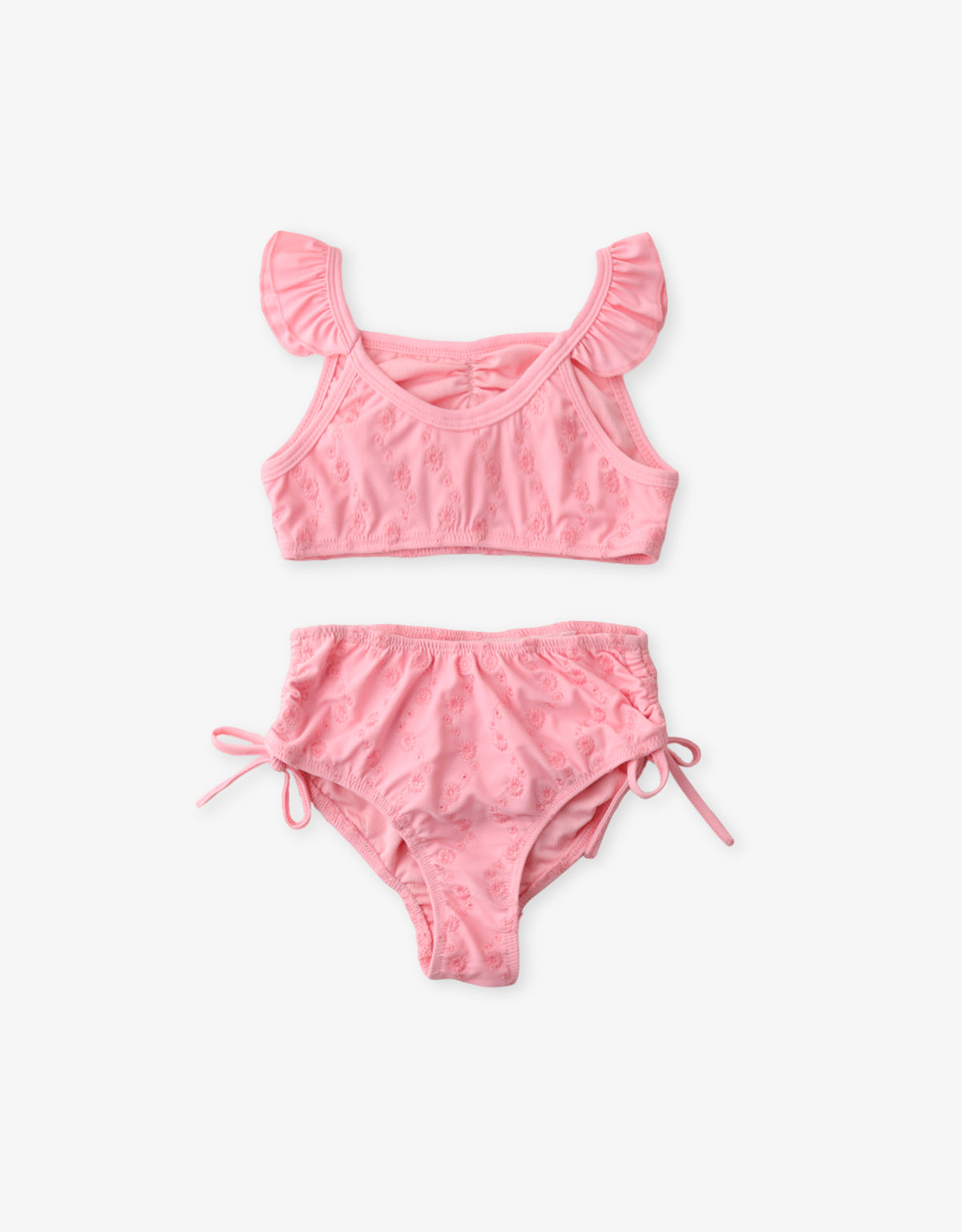 GIRLS BRODERIE ANGLAISE RUFFLED BIKINI SET